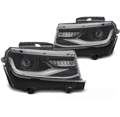 FAROS DELANTEROS CHEVROLET CAMARO 13-15 TUBO LED NEGRO