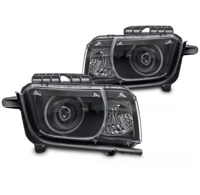 FAROS DELANTEROS CHEVROLET CAMARO 09-13 OJOS DE ANGEL NEGRO