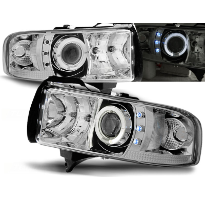 Faros Delanteros Angel Eyes Dodge Ram 94-01 Cromados