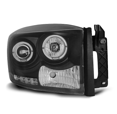 Faros Delanteros Angel Eyes Dodge Ram 06-08 Fondo Negro