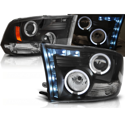 Faros Delanteros Angel Eyes Dodge Ram 09-11 Fondo Negro