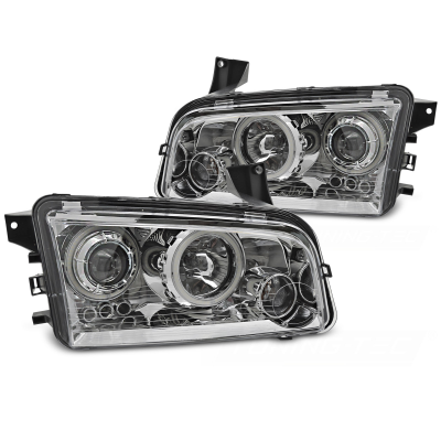 Faros Delanteros Angel Eyes Dodge Charger Lx 06-10 Angel Eyes Ccfl Cromado