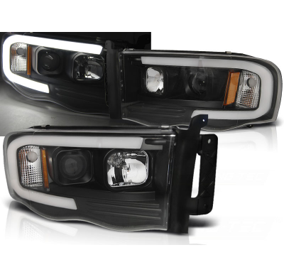 Faros Delanteros Dodge Ram 02-06 Tube Light Negro