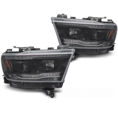 FAROS DELANTEROS DODGE RAM 19-22 TUBO NEGRO SECUENCIA
