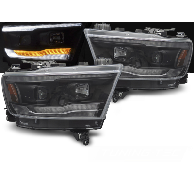 FAROS DELANTEROS DODGE RAM 19-22 TUBO NEGRO SECUENCIA