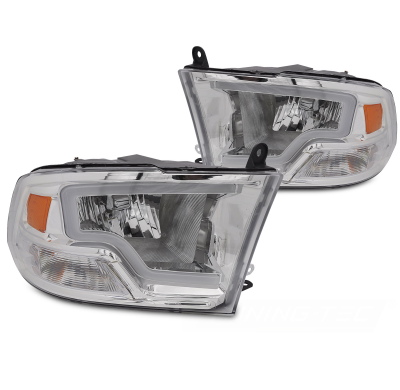FAROS DELANTEROS DODGE RAM 09-18 LUZ TUBO CROMADA