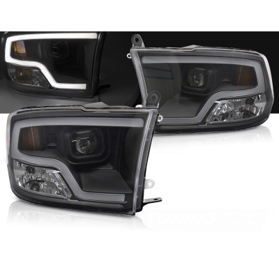 FAROS DELANTEROS DODGE RAM 09-18 TUBO DE LUZ PROYECTOR NEGRO