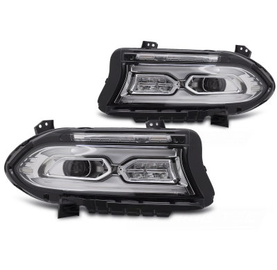 FAROS DELANTEROS LED COMPLETOS CROMADOS para DODGE CHARGER 14-23