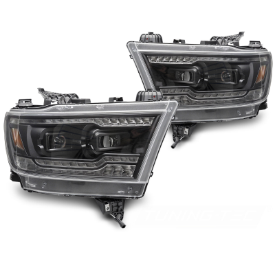 FAROS DELANTEROS LED COMPLETOS NEGROS para DODGE RAM 19-22