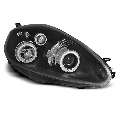 Faros Delanteros Angel Eyes Fiat Grande Punto 09.05-08 Fondo Negro