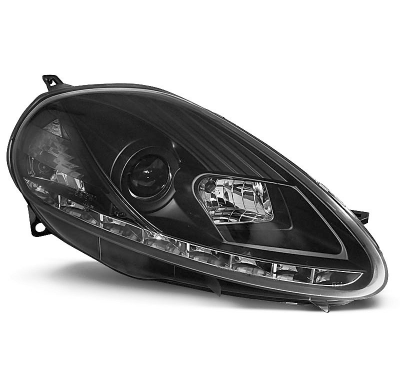 Fiat Grande Punto 09.05-08 Faros Delanteros Luz Diurna Fondo Negro
