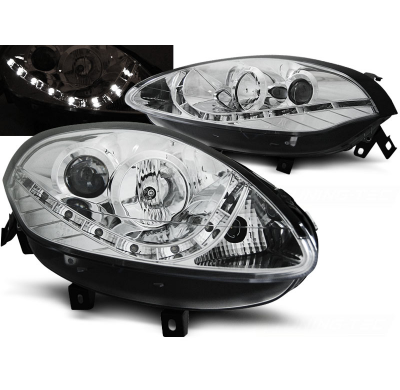 Faros Delanteros Luz Diurna Fiat Bravo Ii 07- Cromados