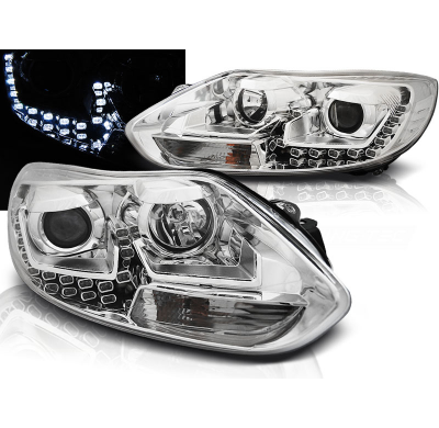 Faros Delanteros Luz Diurna Ford Focus Mk3 11- 10.14 Cromados