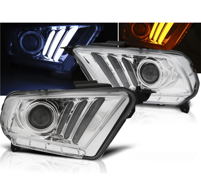 Faros Delanteros Luz Diurna Ford Mustang V 10-13 Tube Light Chrome