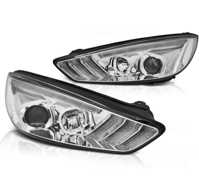 Faros Luz Diurna Ford Focus Mk3 15-18 Chrome Drl Led-Intermitente Dinamico