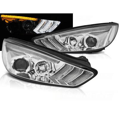 Faros Luz Diurna Ford Focus Mk3 15-18 Chrome Drl Led-Intermitente Dinamico