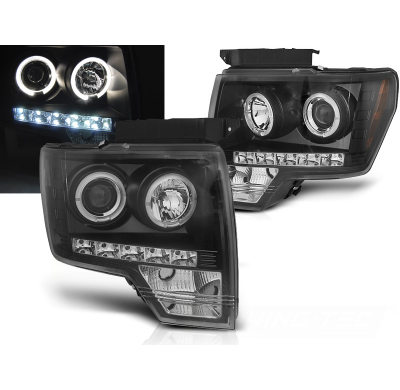 Faros Delanteros Angel Eyes Negro Ford F150 Mk12 08-14