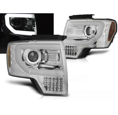 Faros Delanteros Luz Diurna Ford F150 Mk12 08-14 Tube Light Cromado