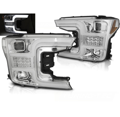 FAROS DELANTEROS LUZ DIURNA TUBE LIGHT CROMADO PARA FORD F150 MK13 17-20