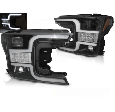 FAROS DELANTEROS LUZ DIURNA TUBE LIGHT NEGRO PARA FORD F150 MK13 17-20