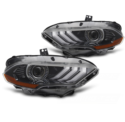 FAROS DELANTEROS LED LUZ DIURNA NEGROS para FORD MUSTANG 18-21