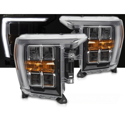 FAROS DELANTEROS NEGROS LUZ DIURNA compatibles con FORD F150 MK14 20-23