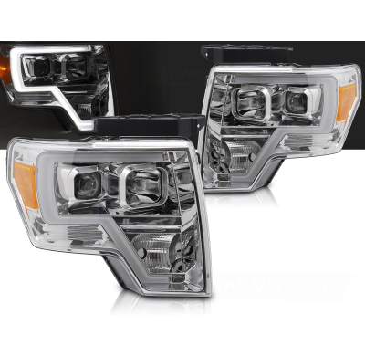 FAROS DELANTEROS FORD F150 MK12 08-14 LUZ TUBO CROMADA