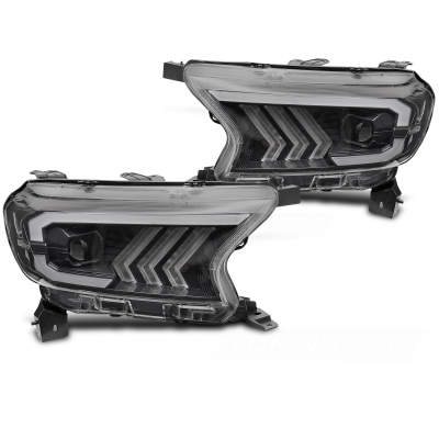 FAROS DELANTEROS TUBO LUZ NEGRO aptos para FORD RANGER V 16-22