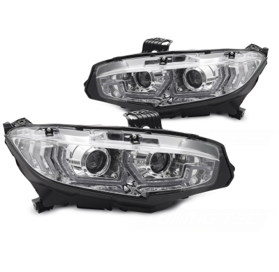 FAROS DELANTEROS CROMADOS LUZ DIURNA INTERMITENTE DINAMICO compatibles con HONDA CIVIC X 16-21