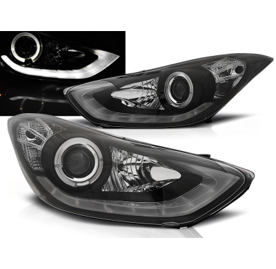 Faros Delanteros Luz Diurna Hyundai Elantra 11.10- Negro Daylight Led
