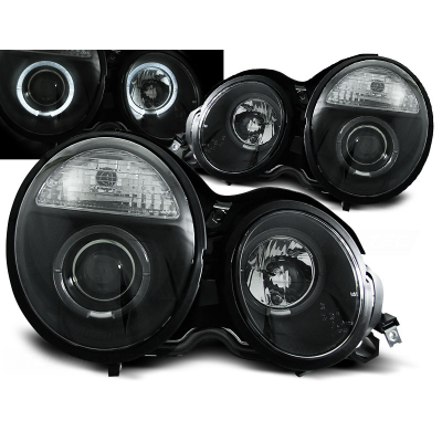 Faros Delanteros Angel Eyes Mercedes W210 E-Klasa 95-05.99 Fondo Negro