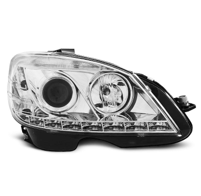 Faros Delanteros Luz Diurna Mercedes W204 07-10 Cromado H7