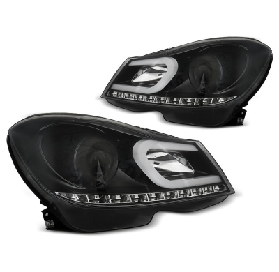 Faros Delanteros Luz Diurna Mercedes W204 11-14 Negro Tube Light