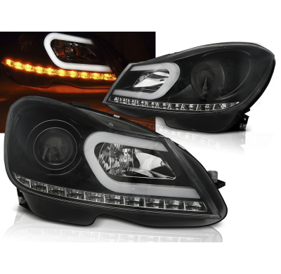 Faros Delanteros Luz Diurna Mercedes W204 11-14 Negro Tube Light