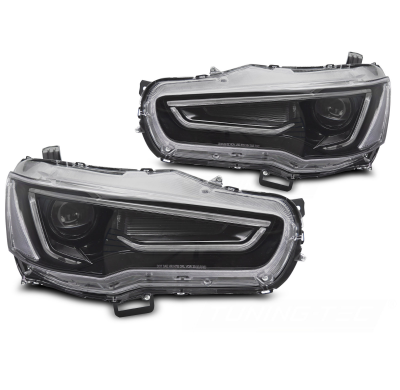 FAROS DELANTEROS MITSUBISHI LANCER 8 08-16 LUZ TUBO NEGRA