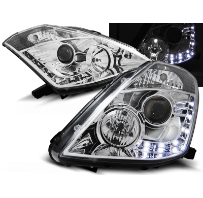 Faros Delanteros Luz Diurna Nissan 350z 03-05 Xenon Cromados