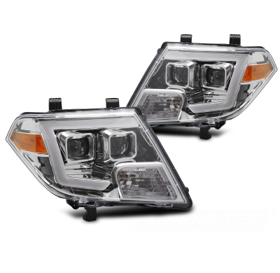 FAROS DELANTEROS NISSAN FRONTIER 10-14 LUCES TUBULARES CROMADAS