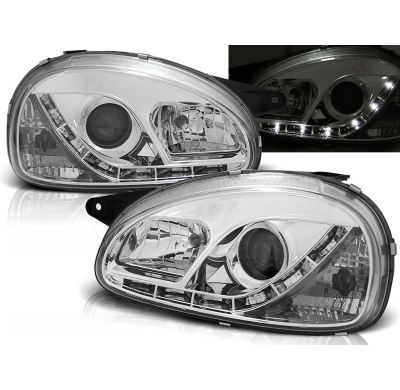 Faros Delanteros Luz Diurna Opel Corsa B 02.93-10.00 Cromados