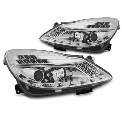 Faros Delanteros Luz Diurna Opel Corsa D 04.06-14 Cromados