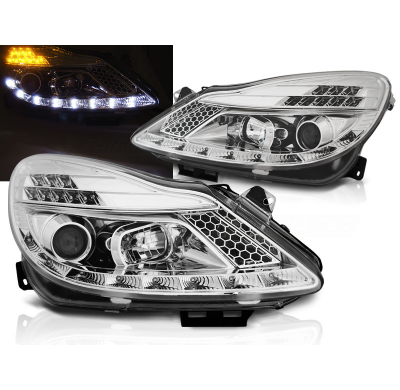 Faros Delanteros Luz Diurna Opel Corsa D 04.06-14 Cromados