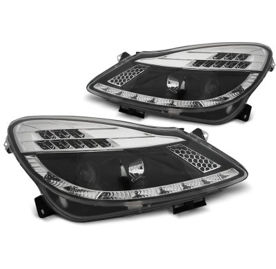 Faros Delanteros Luz Diurna Opel Corsa D 04.06-14 Fondo Negro