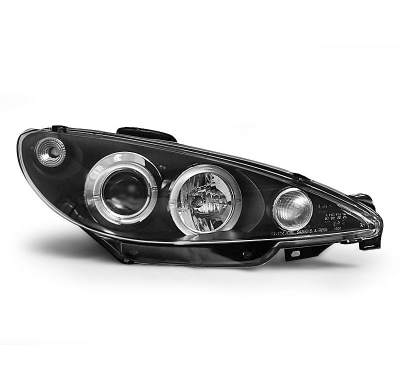 Faros Delanteros Angel Eyes Peugeot 206 02- Fondo Negro