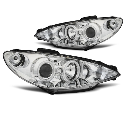 Faros Delanteros Angel Eyes Peugeot 206 02- Cromados Ccfl