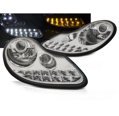Faros Delanteros Luz Diurna Cromado Para Porsche Boxster 96-04 /911 996