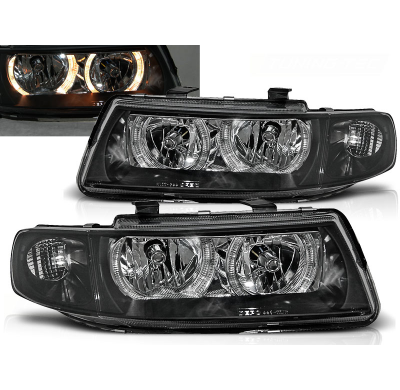 Faros Delanteros Angel Eyes Seat Leon / Toledo 04.99-08.04 Fondo Negro