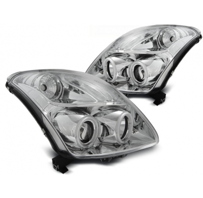 Faros Delanteros Angel Eyes Suzuki Swift 05.05-10 Ccfl Cromados