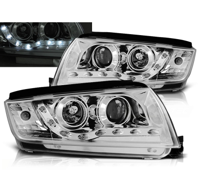 Faros Delanteros Luz Diurna Skoda Fabia 12.99-08 Cromados