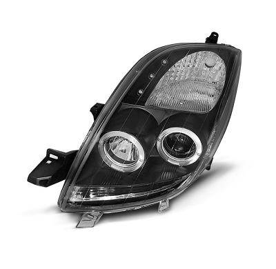 Faros Delanteros Angel Eyes Toyota Yaris 06-09 Fondo Negro
