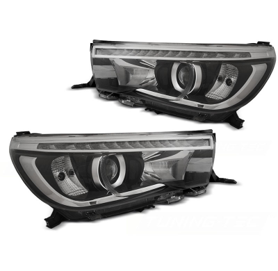Faros Luz Diurna Toyota Hilux 16-  Led Projector R87 Luz Diurna Real Negro