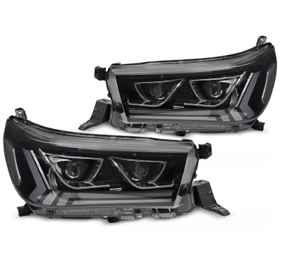 FAROS DELANTEROS LUZ DIURNA PARA TOYOTA HILUX 16-20 TUBO LED NEGRO